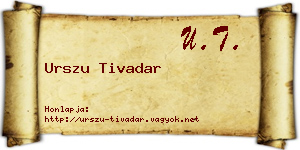 Urszu Tivadar névjegykártya